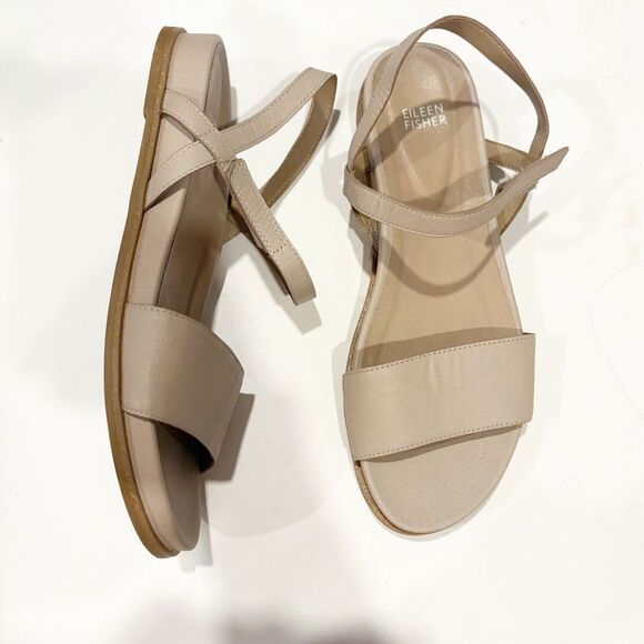Eileen Fisher Demo Sandals Size 9 Nude Leather $148.00 - Picture 2 of 9